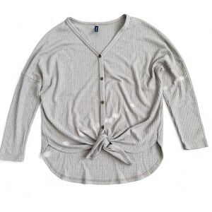 Iwollence Tan Waffle-Knit Sweater Size L